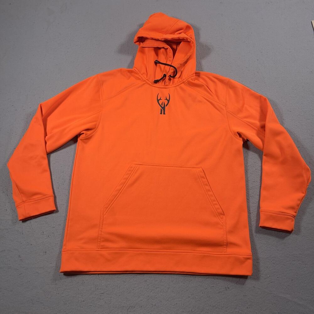 Huntworth Hoodie Mens Medium Orange Pullover Fleece Lined Hunting‎ Outdoors Deer
